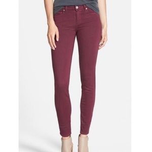 Paige Skyline Skinny Burgundy Jeans 26